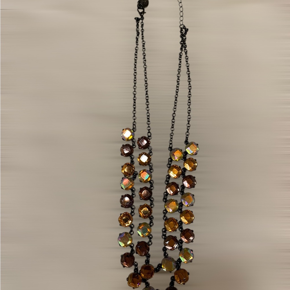 VGT Necklace Bundle Tiger's Eye Crystal Multicolor Bezel Set of 2